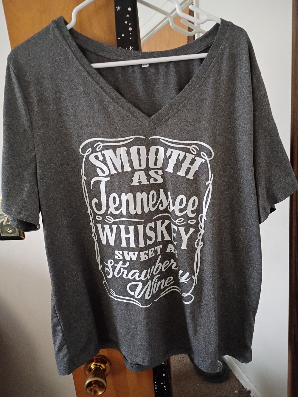 Gray V-Neck Graphic Tee - Tennessee Whiskey